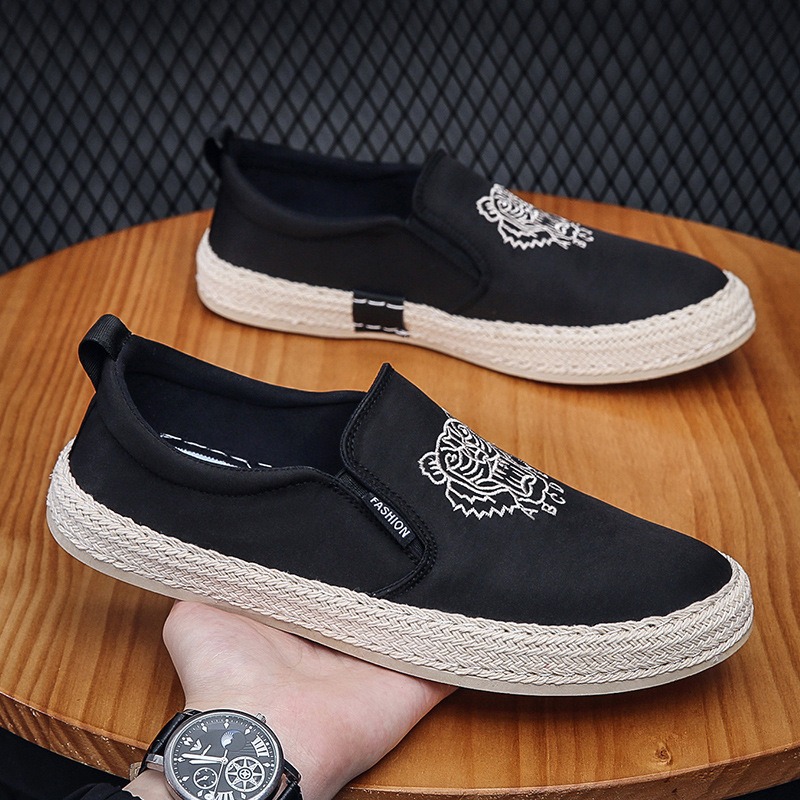 Men Shoes Loafers - Siyah nefes alabilen ayakkabılar adam için