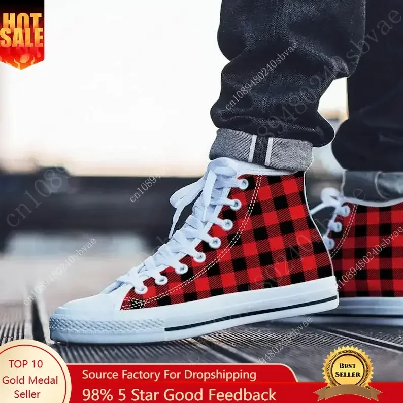 Canvas Sneaker High - Ekose Yüksek Top Ayakkabı Erkek Kadın