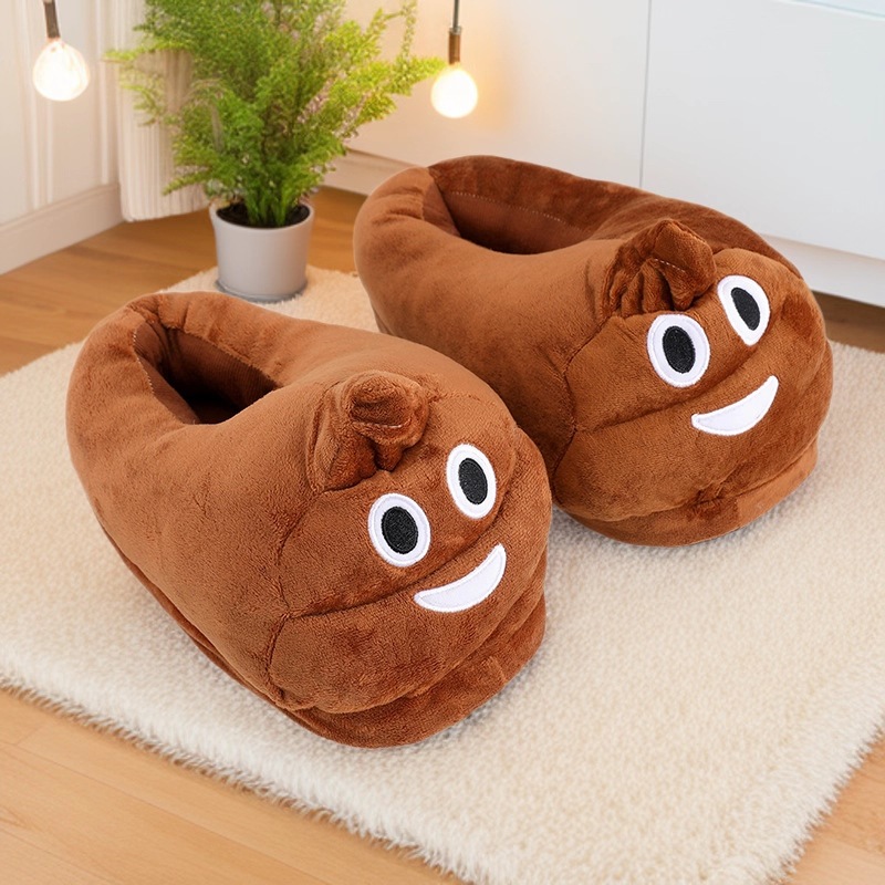 Men Shoes Models - Komik Kaka Emoji Peluş Terlikler Sıcak